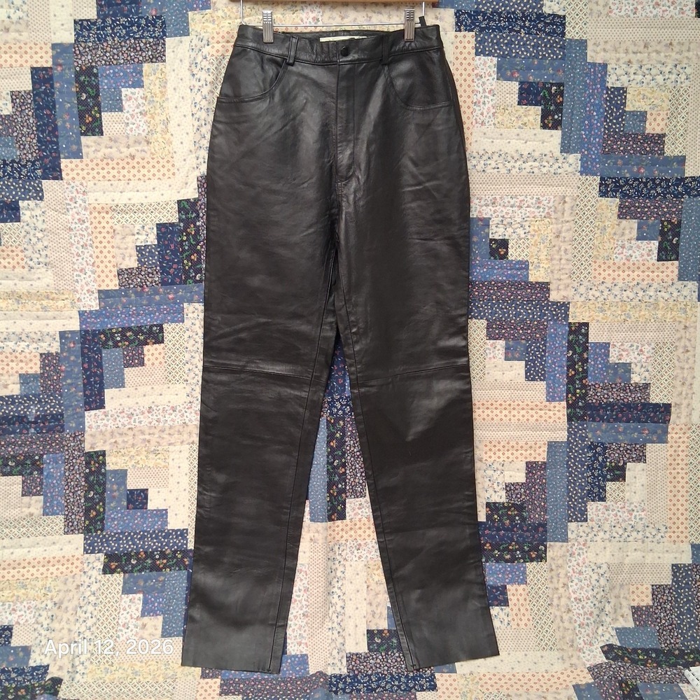 Excelled Lined Leather Pants Womens Size 8 Black EUC ( 28x33) High Rise